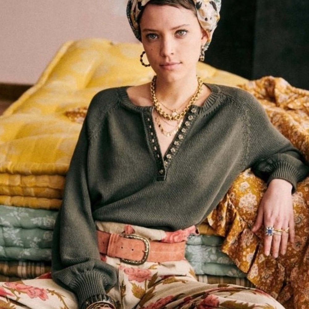 Sezane Leontine Jumper Sweater Rare Limited Edition Khaki Sézane Knitwear